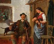 unknow artist Die Dackelfamilie mit Jager und Magd Germany oil painting artist
